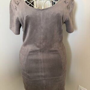 Design Lab Women's Faux Suede Stretch Mini Sheath Dress